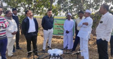 Demonstration of drone spraying of sugarcane crop by Mahatma Phule Agricultural University