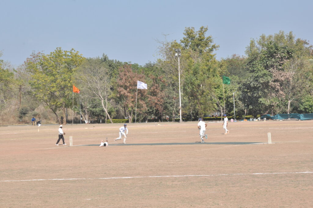 A strong match between three teams in the Western Divisional Inter University Cricket Tournament held at North Maharashtra University