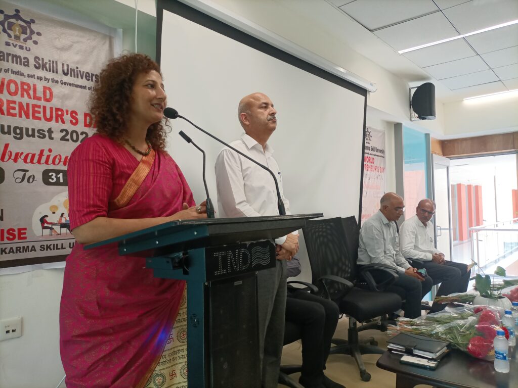 A seminar was organized on World Entrepreneurship Day in Sri Vishwakarma Kaushal University