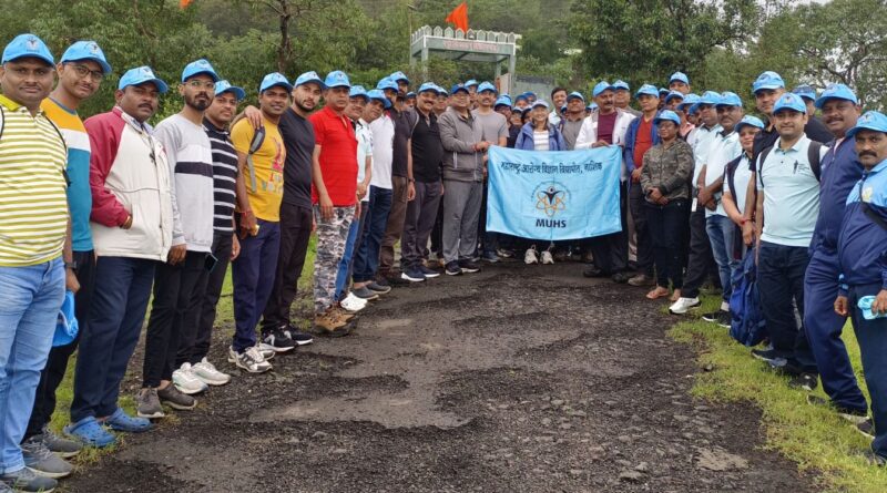 A tree plantation and plastic free campaign was completed at Vishramgad by the University of Health Sciences