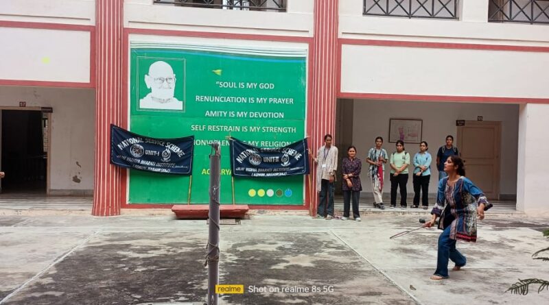 Badminton game organized by National Service Scheme in Jain Vishwabharati Sansthan