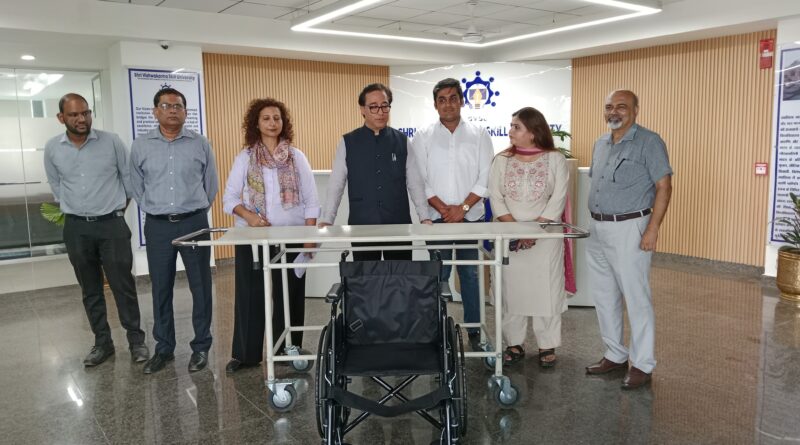 Sambharya Foundation presented wheelchairs and stretchers to Sri Vishwakarma Kaushal University