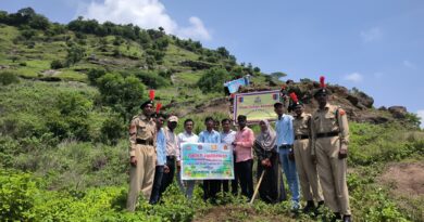 Plantation of trees on Satara Hills by National Service Scheme Department of Devagiri College