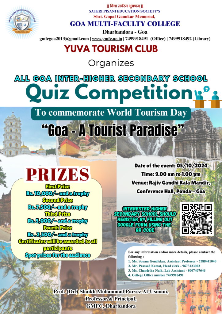 Goa Multi Faculty College Organized Quiz Competition on "Goa a Tourist Paradise"