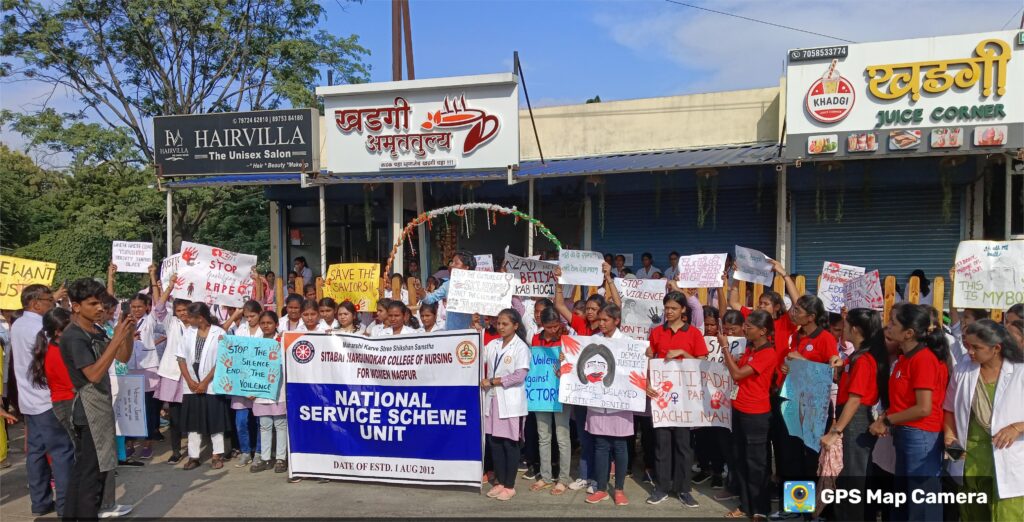 Sitabai Nargundkar Nursing Women College Nagpur organized peace march at Hingana