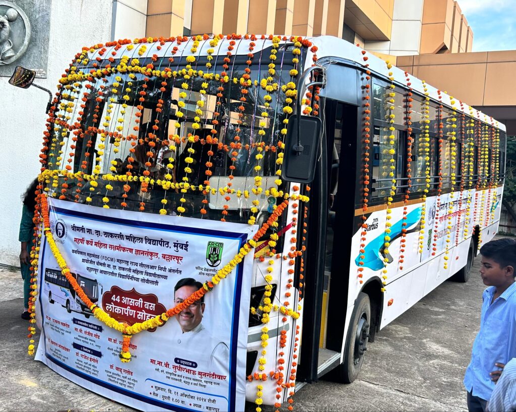 Inauguration of 44 seater bus under CSR for female students of Ballarpur Campus of SNDT Women's University