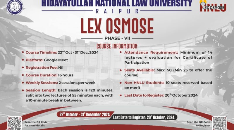 LexOsmose HNLU launches 7th edition of 'Single Credit Course Series'