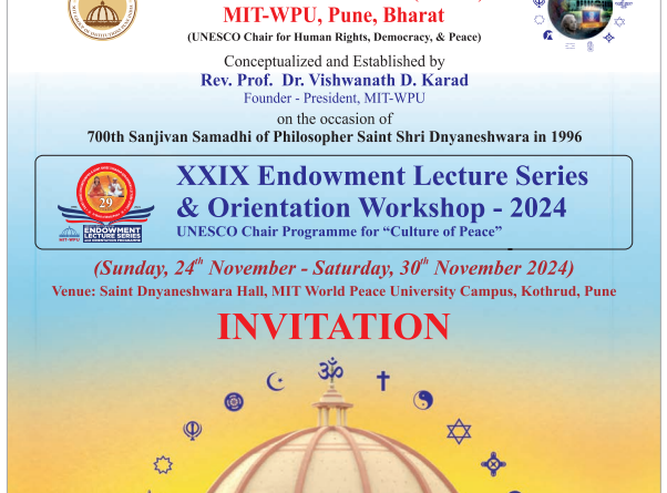 29th Philosopher Santshree Dnyaneshwar-Tukaram Memorial Lecture Series inaugurated at MIT World Peace University