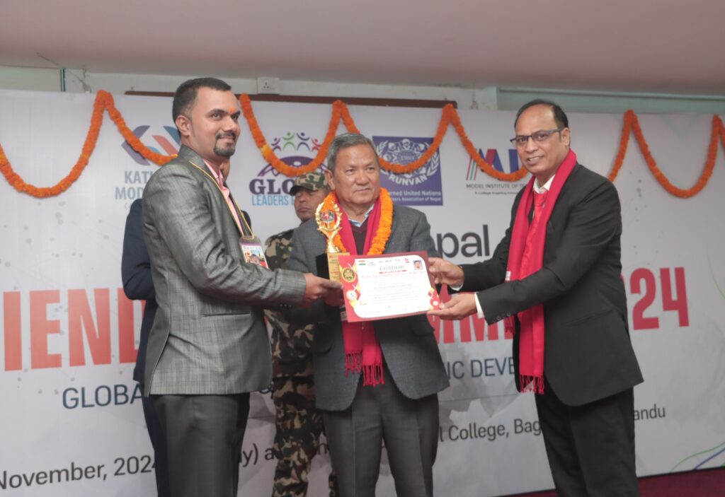 'India-Nepal Shiksha Vibhushan Award-2024' awarded to Dr Diwakar Tripathi of SS Maniyar College