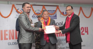 'India-Nepal Shiksha Vibhushan Award-2024' awarded to Dr Diwakar Tripathi of SS Maniyar College