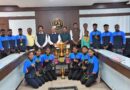 Shivaji University Kolhapur University Vice Chancellor Dr. D. T. Shirke felicitates the players who won national cross country medals