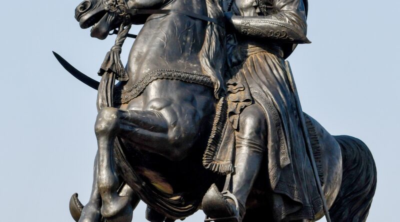 The magnificent equestrian statue of Chhatrapati Shivaji Maharaj at Shivaji University, Kolhapur