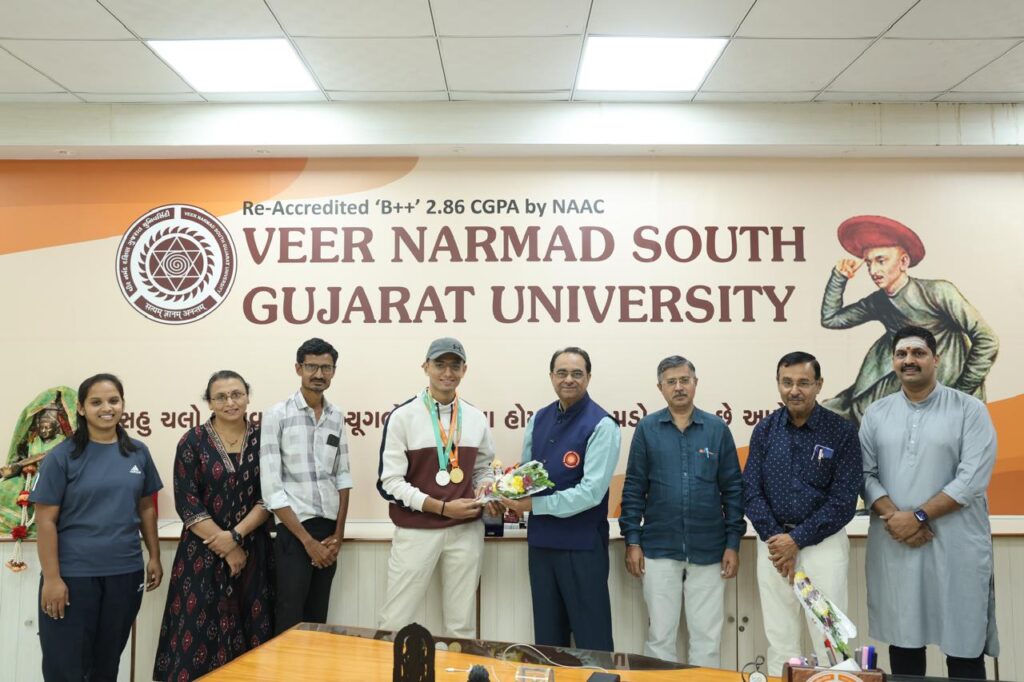 Veer Narmad Dakshin Gujarat University Celebrates Smit Mordia's Victory at World University Shooting Championship-2024