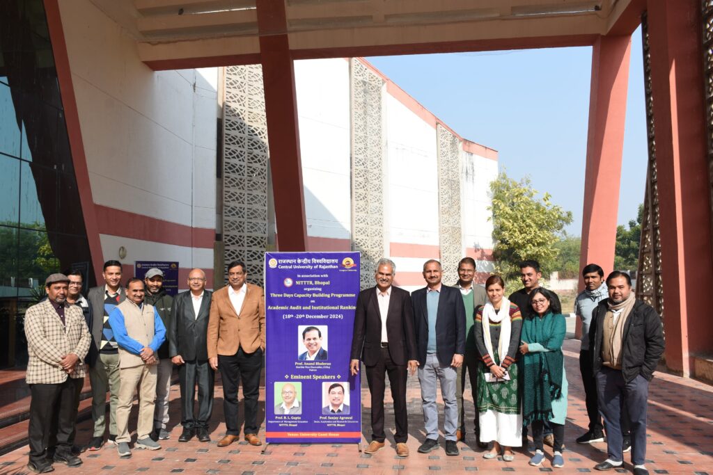 Successful organization of a three-day workshop on Academic Audit and Institutional Ranking in Central University of Rajasthan