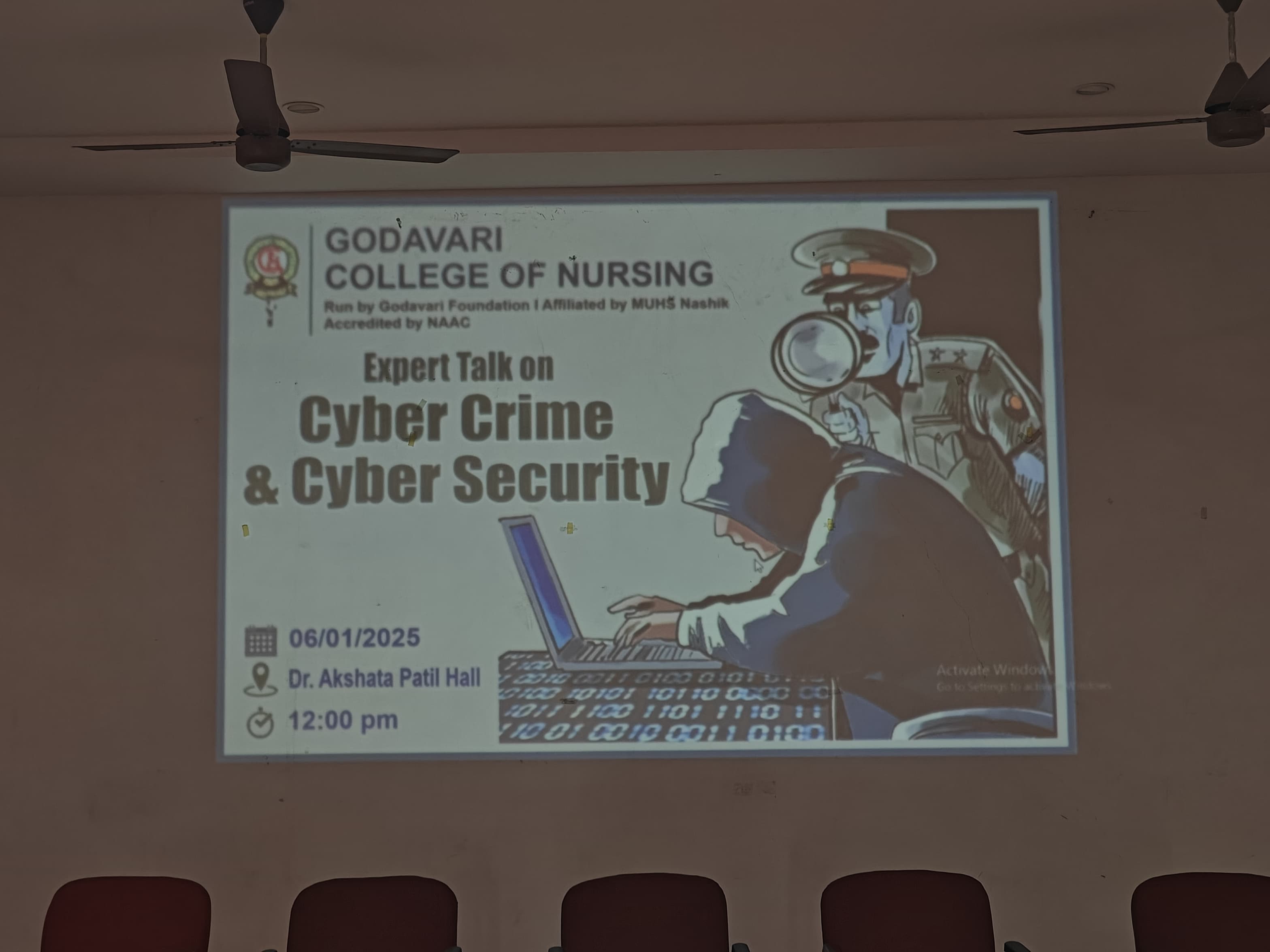 Expert lecture on cyber crime and cyber security held at Godavari Nursing College