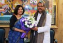 Chancellor of Mahatma Gandhi Antarrashtriya Hindi VishwaVidyalaya,Wardha Prof. Kumud Sharma's courtesy call on Union Education Minister Dharmendra Pradhan