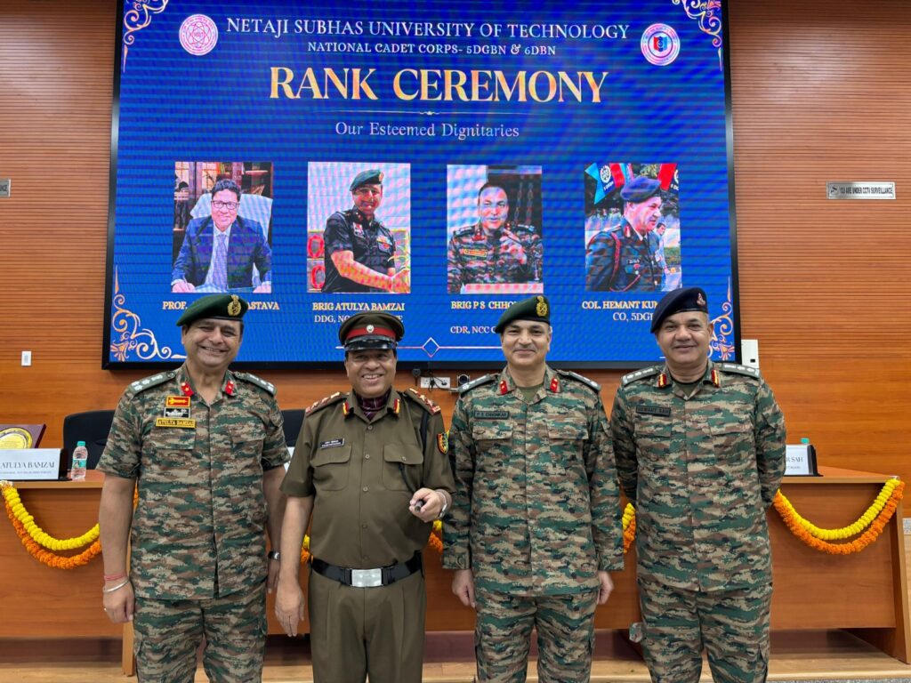 Prof. Anand Srivastava Conferred Honorary Colonel Commandant Rank at NSUT