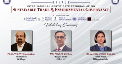 Successful completion of International Certificate Program on 'Sustainable Trade and Environmental Governance' at HNLU