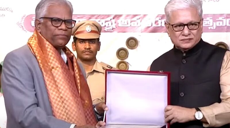 Vice-Chancellor Prof B J Rao of the University of Hyderabad, was felicitated on Telangana State Formation Day