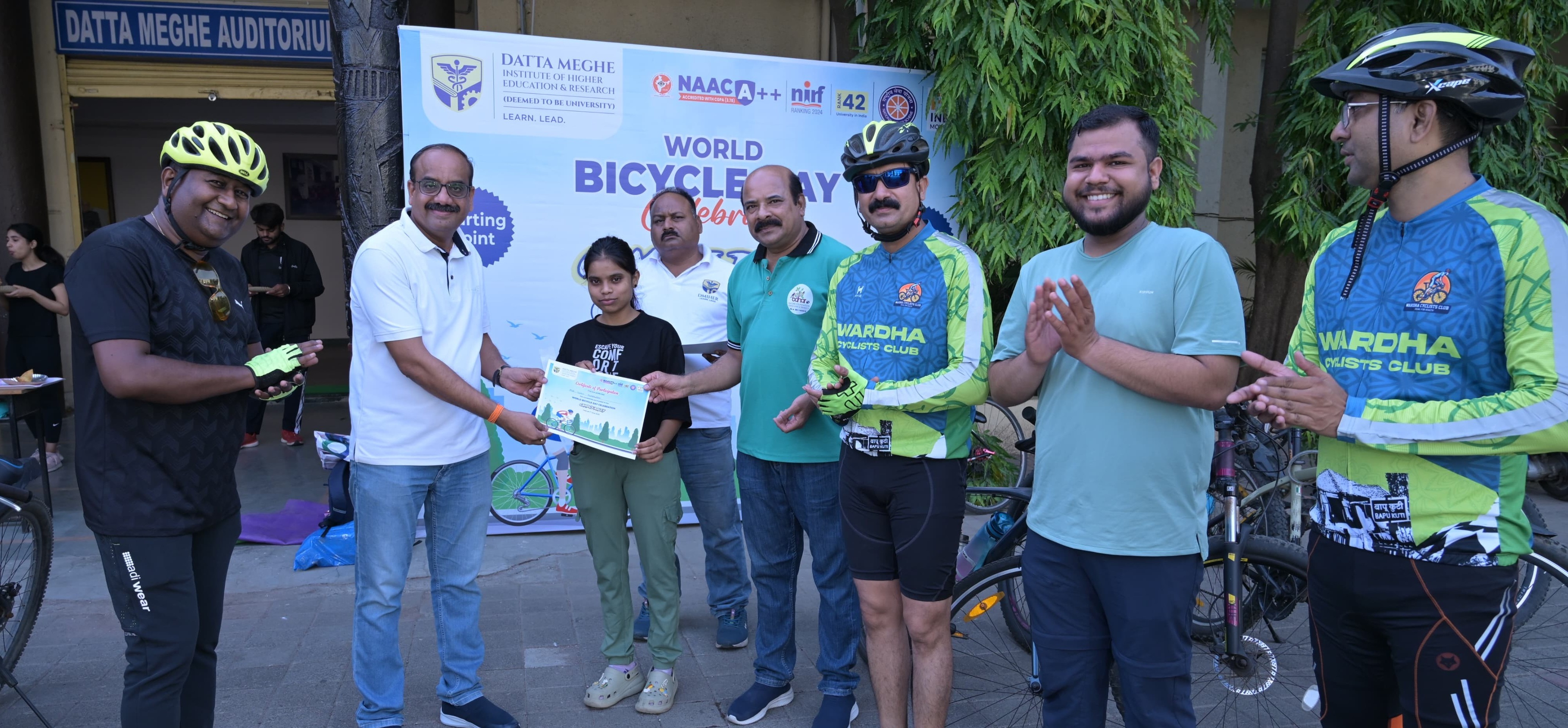 World Bicycle Day celebrated with enthusiasm at Datta Meghe Institute of Higher Education and Research Abhimat University