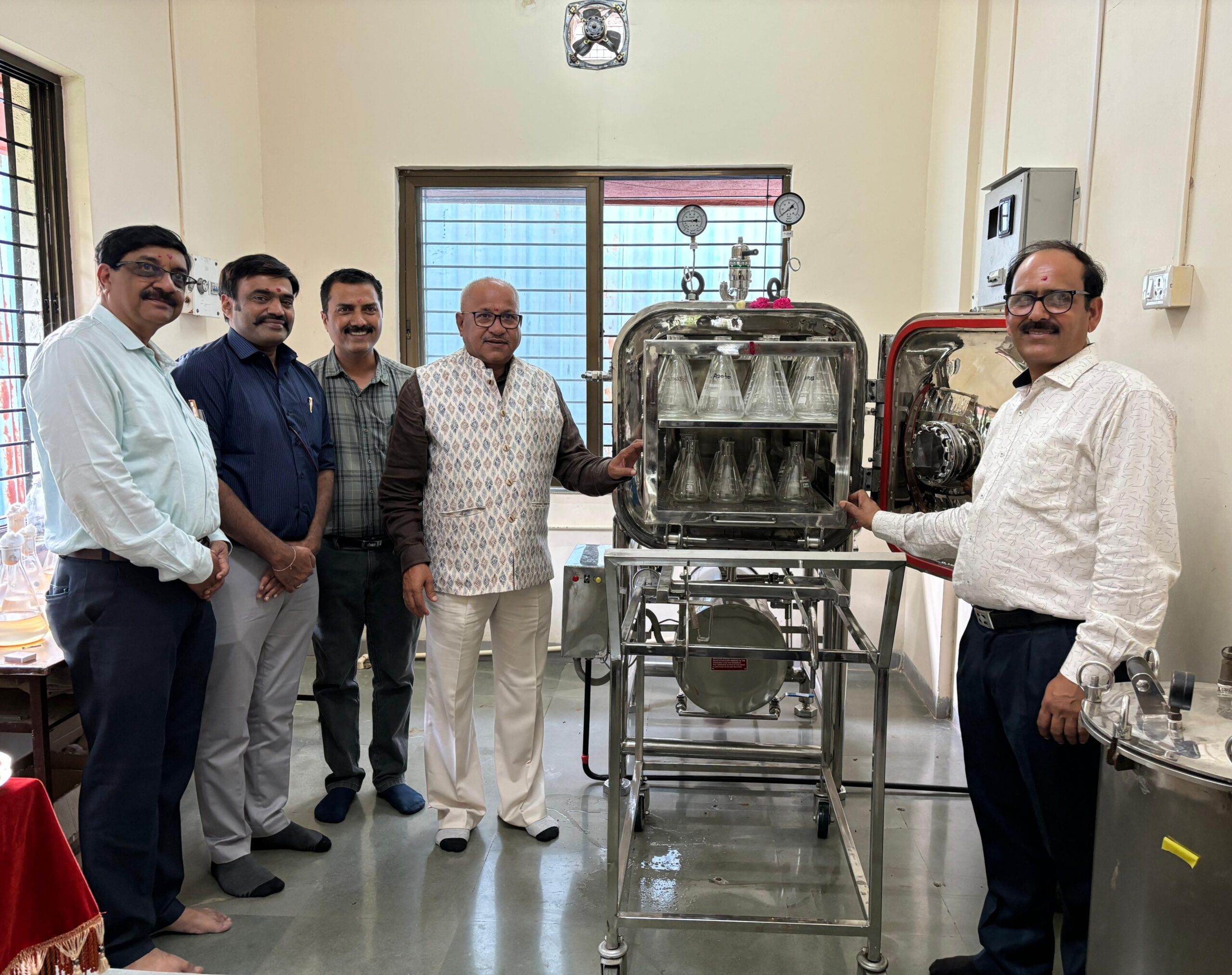 'Autoclave' sterilization machine operational at Agricultural Science Center Laboratory of Yashwantrao Chavan Maharashtra Open University
