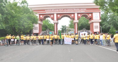 Poet Bahinabai Chaudhary organizes a bicycle rally on the occasion of 'World Bicycle Day' at North Maharashtra University