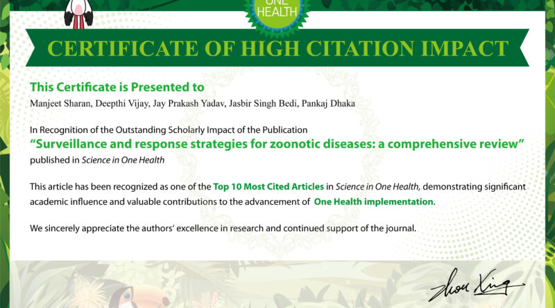 Veterinary Varsity Researchers Earn International Recognition for High-Impact One Health Research