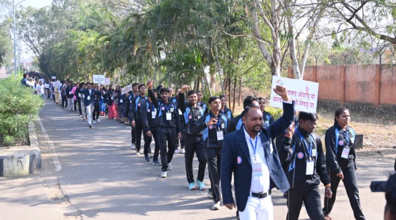Voter awareness rally at Solapur University campus.