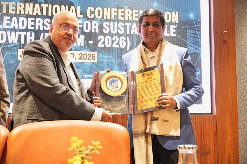 Professor (Dr.) Manoj Kumar Sinha, Vice-Chancellor of Dharmashastra National Law University, received the 'Outstanding Jurist Award'.