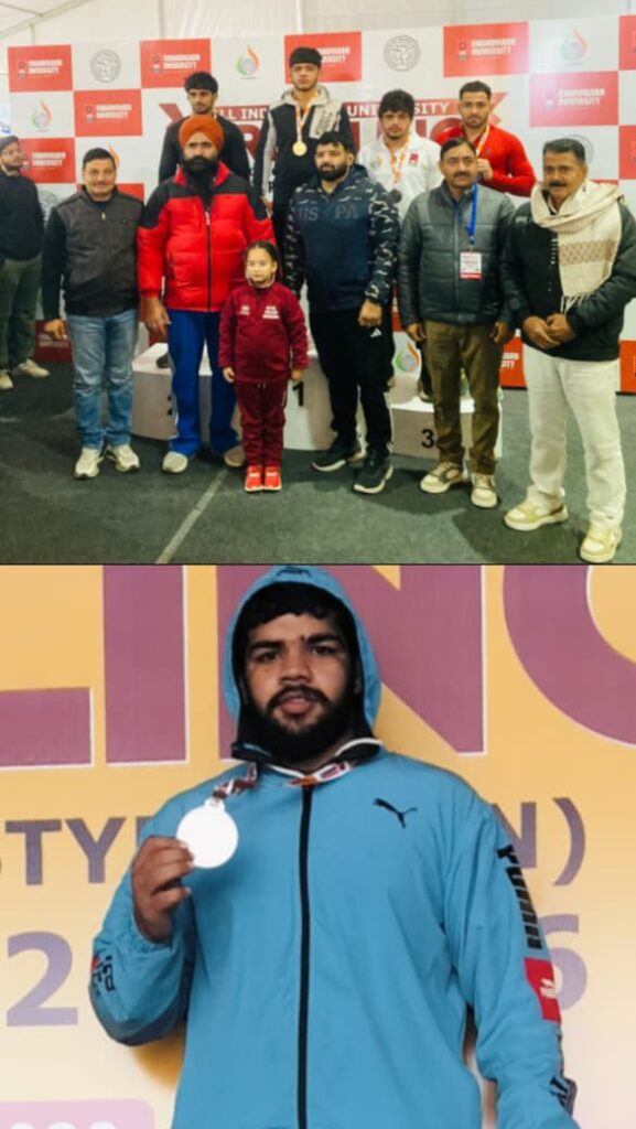 Gondwana University, All India Wrestling Games 2025-26, University Sports News, Wrestling Championship India, Gondwana University Gadchiroli, CampusKatta Sports News, Gondwana University achieved remarkable success, winning gold and silver medals at the All India Wrestling Games 2025-26, गोंडवाना विद्यापीठ, ऑल इंडिया रेसलिंग गेम्स २०२५–२६