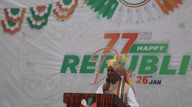 The 77th Republic Day was celebrated with great enthusiasm at Dharmashastra National Law University, Jabalpur.