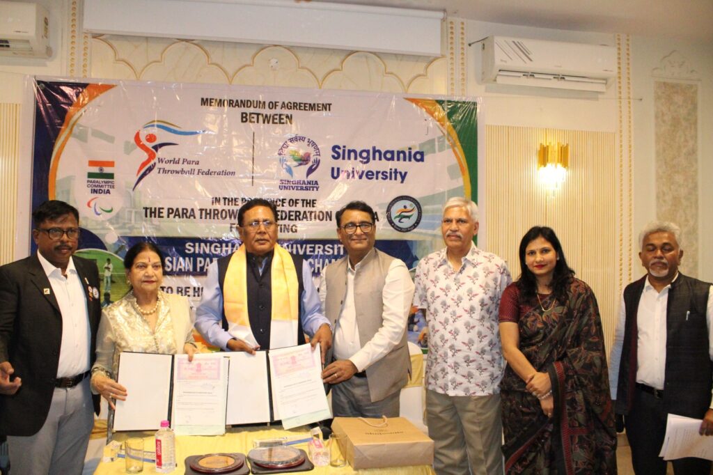 Singhania University, Rajasthan will host the 3rd Asian Para Throwball Championship .