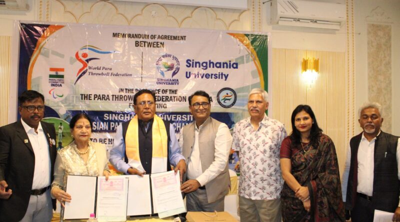 Singhania University, Rajasthan will host the 3rd Asian Para Throwball Championship on 18 March 2027.